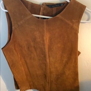 Zara camel colored suede leather top